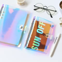PVC A5 A6 Laser Binder Loose Notebook Diary Cover Loose Left Note Book Planner Stationery School Office Supplies