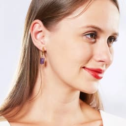 Natural Stone Amethyst Aquamarine Cylinder Shape Stainless Earring Women Reiki Healling Pendant Earring Fashion Jewelry Gifts