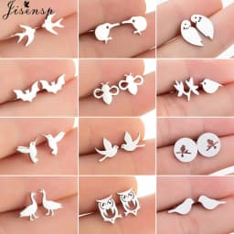 Multiple Mini Stainless Steel Bird Jewelry Earrings 2026 Trend For Women Girls Cute Crane Parrot Bee Hummingbird Studs Oorbellen