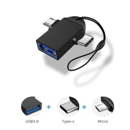 2 in 1 OTG Adapter USB 3.0 Female To Micro USB Male and USB C Male Connector Aluminum Alloy on The Go Converter For xiaomi