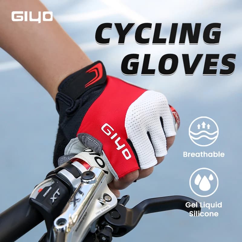 Giyo Half Finger Cycling Gloves Gel Palm Anti-Shock Wipe Sweat Design Lycra Fabric Mitten  MTB Road Bicycle Fingerless Glove