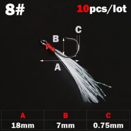 OUTKIT 10pcs High Carbon Steel Fishing Single Hook with Feather Carp Hook Fishing Hook With Ring Fish Hooks For Lure Spoon
