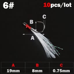 OUTKIT 10pcs High Carbon Steel Fishing Single Hook with Feather Carp Hook Fishing Hook With Ring Fish Hooks For Lure Spoon