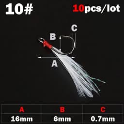 OUTKIT 10pcs High Carbon Steel Fishing Single Hook with Feather Carp Hook Fishing Hook With Ring Fish Hooks For Lure Spoon
