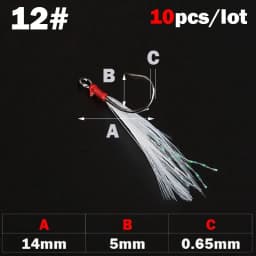 OUTKIT 10pcs High Carbon Steel Fishing Single Hook with Feather Carp Hook Fishing Hook With Ring Fish Hooks For Lure Spoon