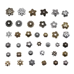 50pcs Tibetan Antique Silver Color Flower Bead End Caps For Jewelry Making Findings Needlework DIY Accessories Wholesale