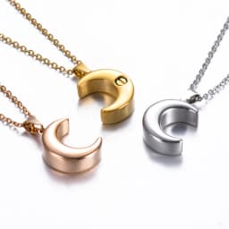Smooth Moon Urn Necklaces Hold Human Pet Ashes Stainless Steel Memorial Pendent for Women Men Cremation Jewelry