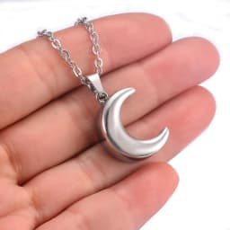 Smooth Moon Urn Necklaces Hold Human Pet Ashes Stainless Steel Memorial Pendent for Women Men Cremation Jewelry