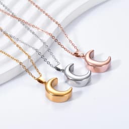 Smooth Moon Urn Necklaces Hold Human Pet Ashes Stainless Steel Memorial Pendent for Women Men Cremation Jewelry