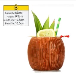Tiki Mugs Ceramic Hawaiian Luau Party Mugs Drinkware, Cute Exotic Cocktail Glasses, Tiki Bar