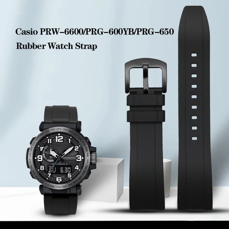 Rubber Watchband For Casio PROTREK Series PRW-6600 PRG-600Y PRG-650 PRG-600 Waterproof Sports 24mm Quick Release Silicone Strap