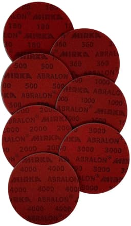Mirka Abralon 5 Inch Sponge Sandpaper Foam Backed Hook & Loop Polishing & Buffing Discs 125mm Grip Disc Flocking Sheets