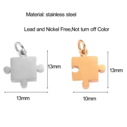 5pcs/lot Mirror Polish Stainless Steel Puzzle Charms Wholesale DIY Necklace Bracelet Making Charms Jewelry Making Charms