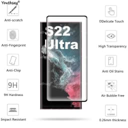 For Samsung Galaxy S22 Ultra Glass 3D Curved Screen Glass S22 Ultra S21 S20 Protective Film Samsung S22 Ultra Tempered Glass