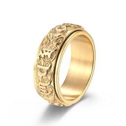 8mm Stainless Steel Tibetan Buddhist Mantra Sanskrit Spinner Ring for Men Women Size 6-12