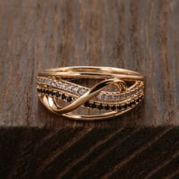 Kinel New Ring 585 Rose Gold With Black Natural Zircon Fashion Waves Rings for Women High Quality Daily Fine Vintage Jewelry