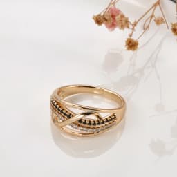 Kinel New Ring 585 Rose Gold With Black Natural Zircon Fashion Waves Rings for Women High Quality Daily Fine Vintage Jewelry