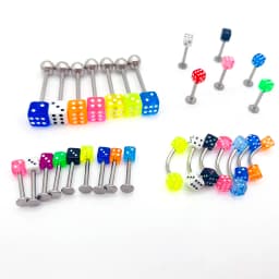 10 Pcs Tongue Nail Puncture Dice Ball Stripe Piercing Pin Ear Studs Screw Dice Female Earrings Lip Nails Piercing Body Jewelry