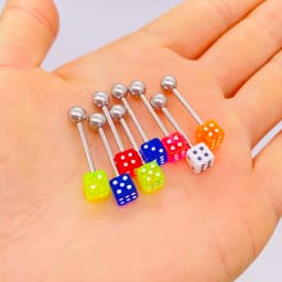 10 Pcs Tongue Nail Puncture Dice Ball Stripe Piercing Pin Ear Studs Screw Dice Female Earrings Lip Nails Piercing Body Jewelry