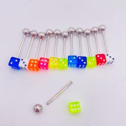 10 Pcs Tongue Nail Puncture Dice Ball Stripe Piercing Pin Ear Studs Screw Dice Female Earrings Lip Nails Piercing Body Jewelry