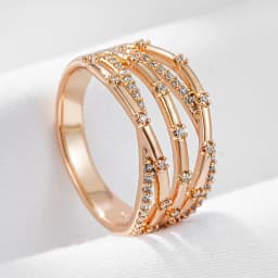 Kinel Unique Creative 585 Rose Gold Women Rings Micro-wax Inlay Natural Zircon Accessories Modern Party Fashion Daily Jewelry