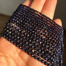2 3 4mm Faceted Blue Sand Gem Stone Beads Round Loose Spacer Beads for Jewelry Making DIY Bracelet Earrings Accessories 15''