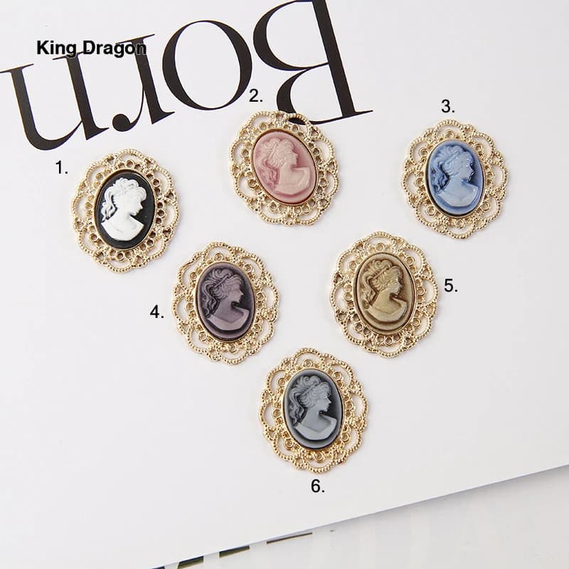 King Dragon Rhinestone Cameo Embellishment Used On Headband Decoration 29MM*25MM 5PCS/Lot Flat Back Gold Color KD617
