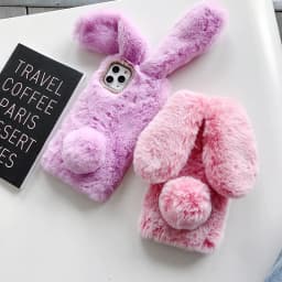 Plush Rabbit TPU Case for iPhone 14 15 13 Mini, Phone Cover for iPhone 12 Pro, 11 Pro Max, XS, XR, 7, 8, 6, 6S Plus, SE 2020,