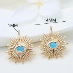 (1871)4PCS 12MM Hole 1.5MM 24K Gold Color Brass with Zircon Eye Charm Pendants for DIY Jewelry Making Findings Accessories