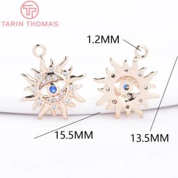 (1871)4PCS 12MM Hole 1.5MM 24K Gold Color Brass with Zircon Eye Charm Pendants for DIY Jewelry Making Findings Accessories