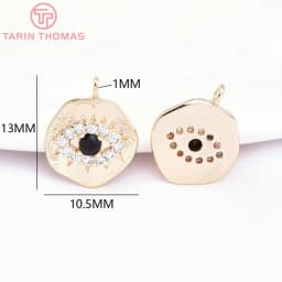 (1871)4PCS 12MM Hole 1.5MM 24K Gold Color Brass with Zircon Eye Charm Pendants for DIY Jewelry Making Findings Accessories