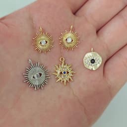 (1871)4PCS 12MM Hole 1.5MM 24K Gold Color Brass with Zircon Eye Charm Pendants for DIY Jewelry Making Findings Accessories