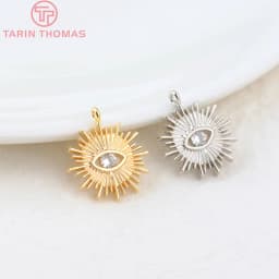 (1871)4PCS 12MM Hole 1.5MM 24K Gold Color Brass with Zircon Eye Charm Pendants for DIY Jewelry Making Findings Accessories