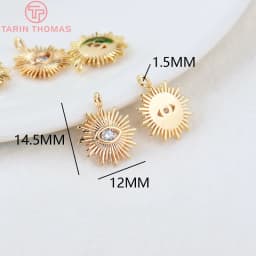 (1871)4PCS 12MM Hole 1.5MM 24K Gold Color Brass with Zircon Eye Charm Pendants for DIY Jewelry Making Findings Accessories