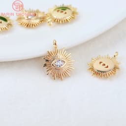 (1871)4PCS 12MM Hole 1.5MM 24K Gold Color Brass with Zircon Eye Charm Pendants for DIY Jewelry Making Findings Accessories