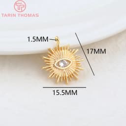 (1871)4PCS 12MM Hole 1.5MM 24K Gold Color Brass with Zircon Eye Charm Pendants for DIY Jewelry Making Findings Accessories