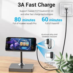 Vention USB Type C Cable 90 Degree 3A Fast Charger Data Cord for Samsung S8 S9 Mobile Right Angled Phone Charging USB C Cable
