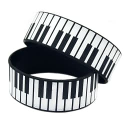 1 PC Piano Keys Silicone Bracelet 1 Inch Wide Printed Logo