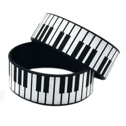 1 PC Piano Keys Silicone Bracelet 1 Inch Wide Printed Logo