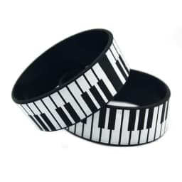 1 PC Piano Keys Silicone Bracelet 1 Inch Wide Printed Logo