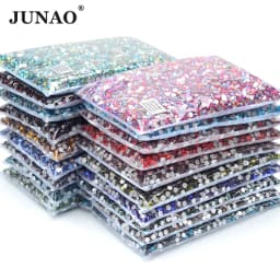 JUNAO 100Gross SS6 SS10 SS12 SS16 SS20 SS30 AB Color Glass Rhinestones Bulk Non Hotfix Flatback Strass DIY Nail Crystal Stones