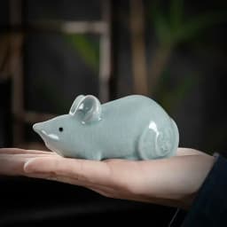 Retro Ceramics Tea Pet Chinese Zodiac Animal Statue Cute Tea Figurine Ornaments Desktop Crafts Tea Set Decoration Accessories