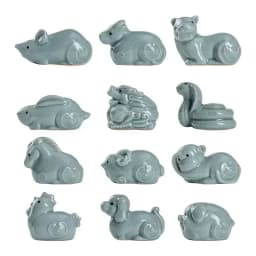 Retro Ceramics Tea Pet Chinese Zodiac Animal Statue Cute Tea Figurine Ornaments Desktop Crafts Tea Set Decoration Accessories