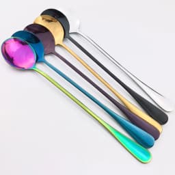 2Pcs Rainbow Stirring Flatware Set Stainless Steel Coffee Spoon Long Handle Tea Spoons Kitchen Drinking Cutlery Drop Shipping