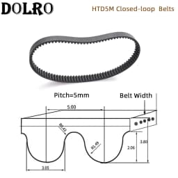 HTD5M Synchronous Timing belt Pitch length 245/250/255/260/265/270/280/285/290/295/300 mm width 9/10/12/15/20/25mm Rubber closed
