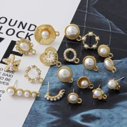 10pcs Pearl Stud Earrings Settings Handmade Roun Hollow Love Heart Earrings Connectors for DIY Jewelry Making Findings