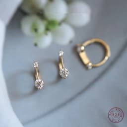 925 Sterling Silver Simple Shiny Srystal U-shaped Earrings Women Punk Hip Hop Street Art 14k Gold Plating Jewelry Gift