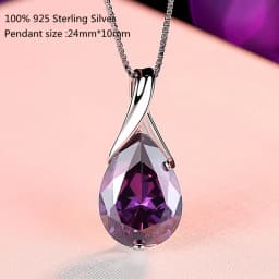 Buyee 925 Sterling Silver Luxury Pendant Chain Natural Amethyst Exquisite Sweet Necklace for Woman Fashion Jewelry Chain 45cm