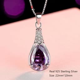 Buyee 925 Sterling Silver Luxury Pendant Chain Natural Amethyst Exquisite Sweet Necklace for Woman Fashion Jewelry Chain 45cm