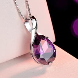 Buyee 925 Sterling Silver Luxury Pendant Chain Natural Amethyst Exquisite Sweet Necklace for Woman Fashion Jewelry Chain 45cm